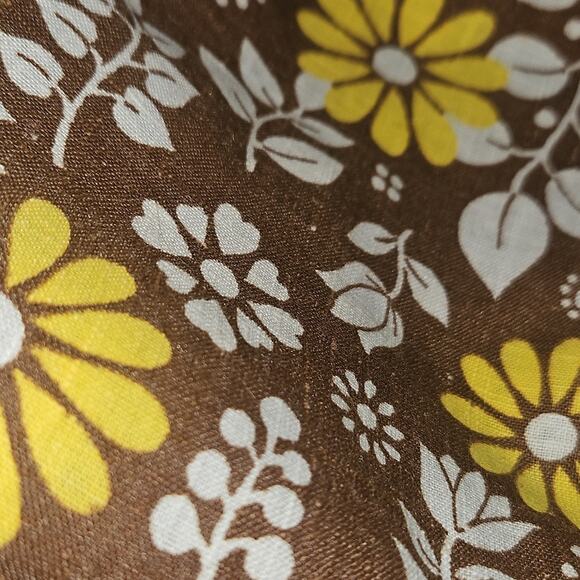 VTG 60s Handmade Brown|Yellow|White Flower Print Playsuit Romper, sz Small - Picture 8 of 8